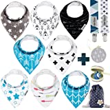 Dodo Babies Baby Bandana Drool Bib Set - 8pc Infant Bibs with 2 Pacifier Clips, Binky Case, Gift-Ready Bag - Soft Absorbent C